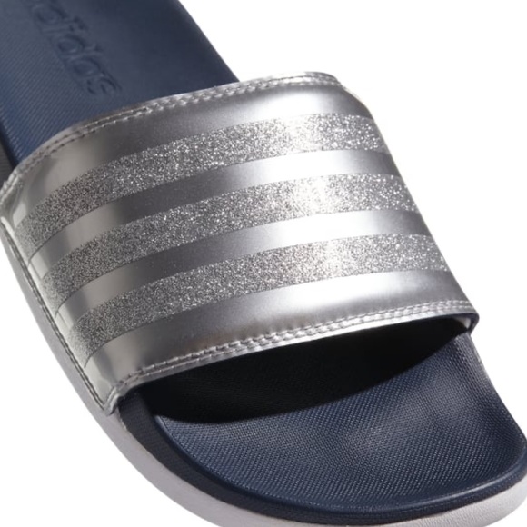 Adidas Adilette cloud foam silver glitter slide 10 - Picture 5 of 8